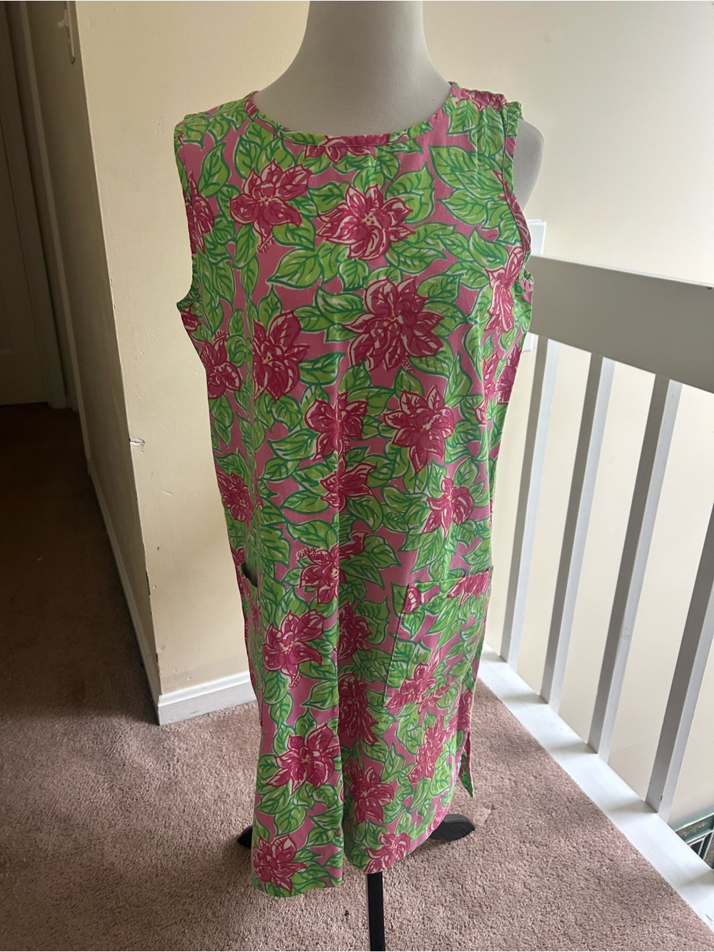 Lilly Pulitzer Floral Sleeveless Shift Dress - Pink & Green